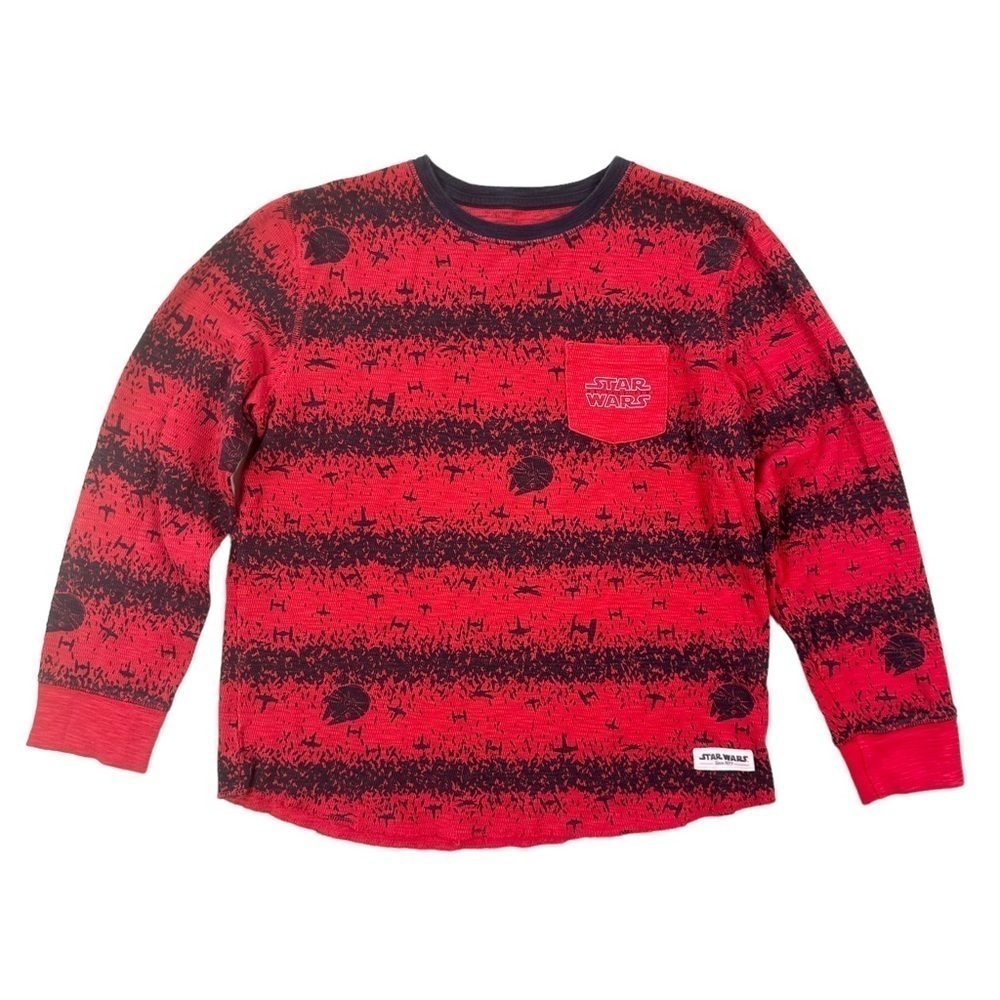 Gap Star Wars waffle weave shirt tee Millennium Falcon red blue long sleeves L